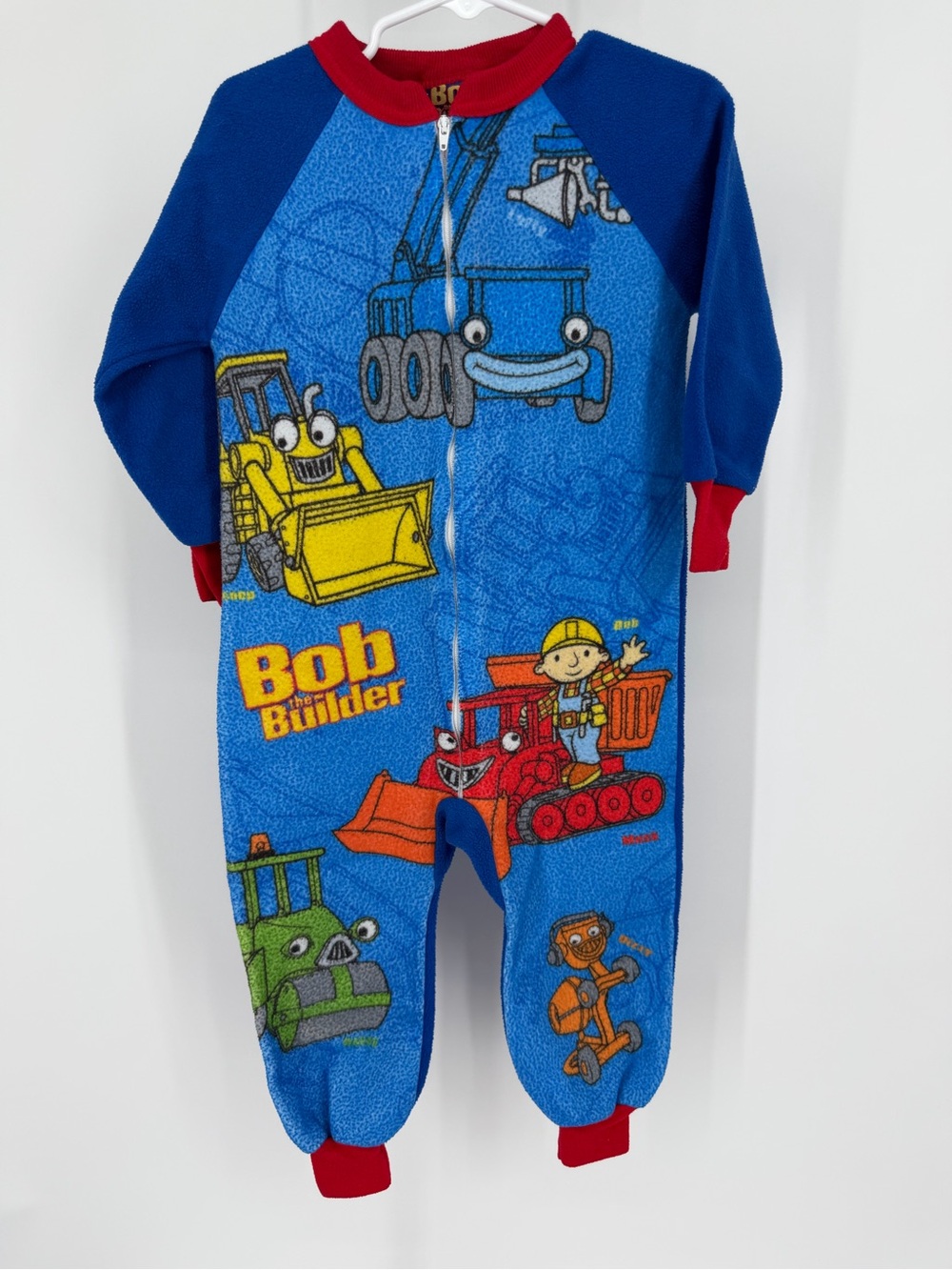Vintage Y2K Bob The Builder Blanket Sleeper Pajamas PJ One Piece Zip Up Boys 4
